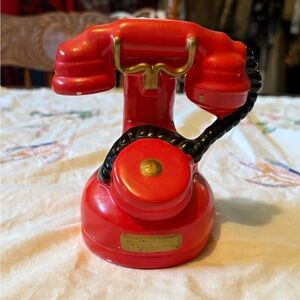 Vintage Red Rotary Phone Piggy Bank